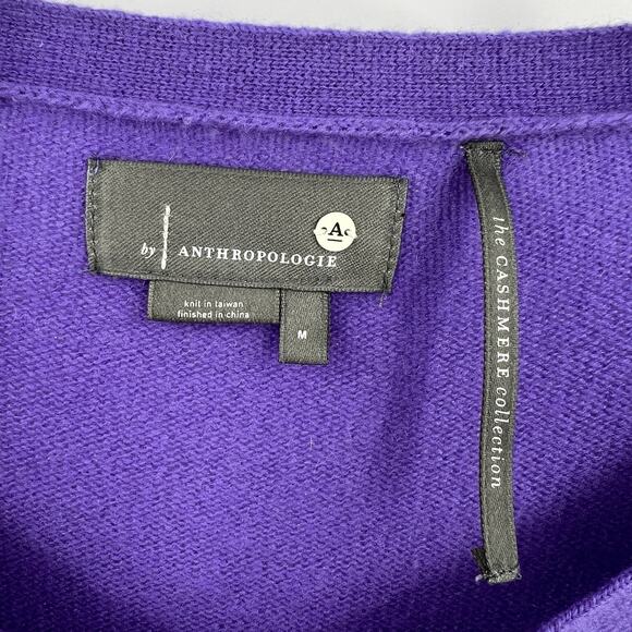 by Anthropologie The 100% Cashmere‎ Collection Purple Sweater Ribbed Size Medium - Picture 8 of 10